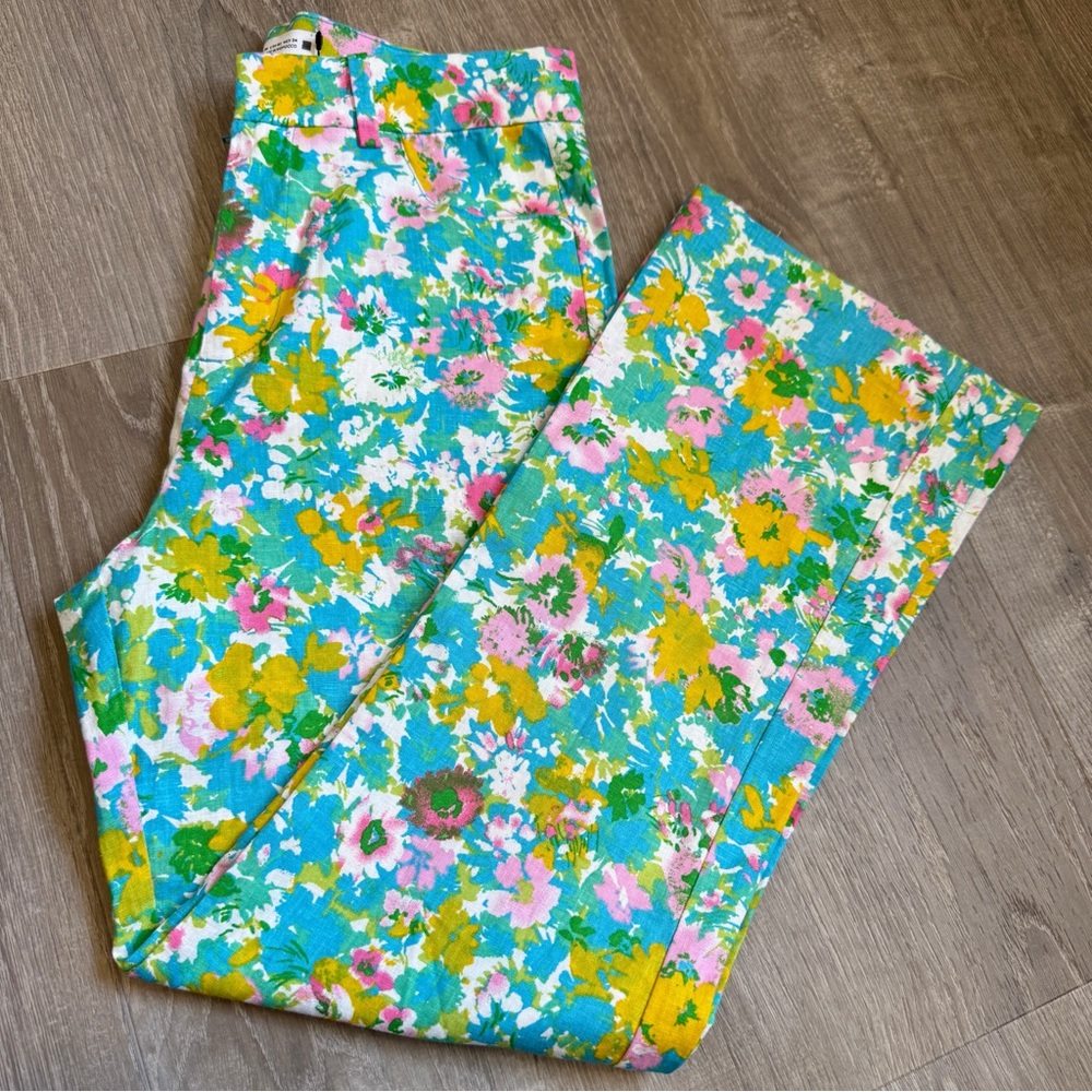 Zara Multicolor Floral Cropped Pants-Size 2-NWT - Picture 3 of 15